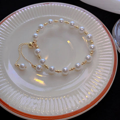 Luckacco LATS New Fashion Unique Design Elegant Delicate Baroque Pearl Bracelet Ladies Premium Jewelry Birthday Party Gift Accessories