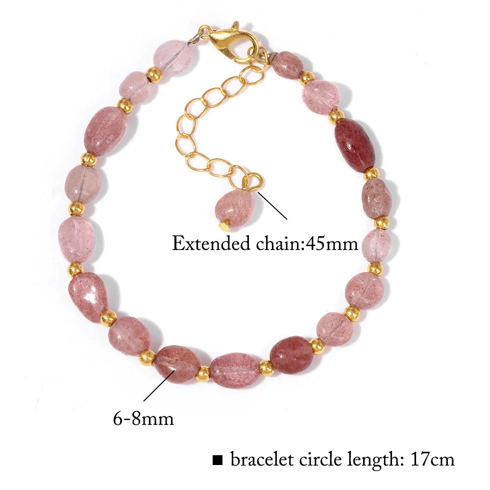 luckacco natural crystal gravel stone bracelets for women healing irregular amethysts lapis lazuli rose quartzs chain bracelet jewelry
