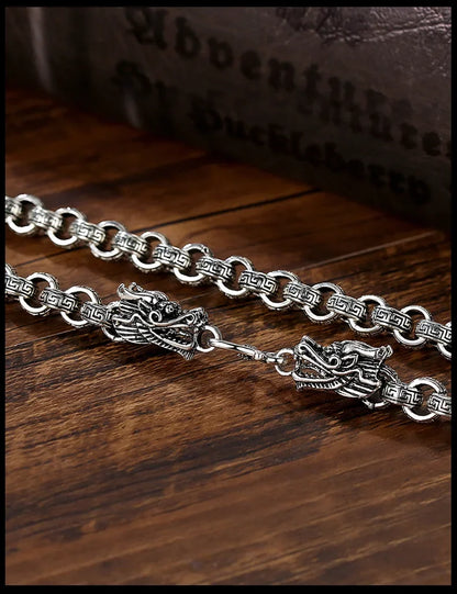 Luckacco Luxury designer solid Sterling Silver originality necklace for men women classic retro 8MM faucet dragon Fashion jewelry Gifts