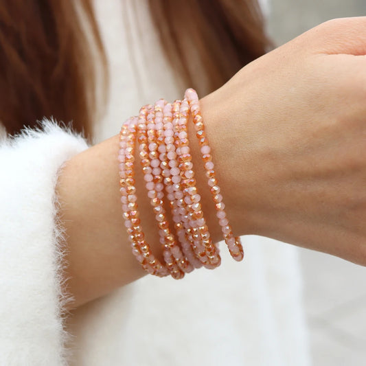Luckacco Blue Glass Crystal Miyuki Bracelet Bohemia Multi layered Faceted Crystal Beads Bracelets For Women Men Magnetic Buckle Jewelry