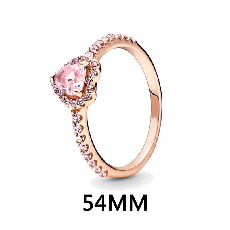 luckacco new 925 sterling silver heart-shaped pink ring necklace earring set luxurious sparkling charm jewelry fashion wedding gift