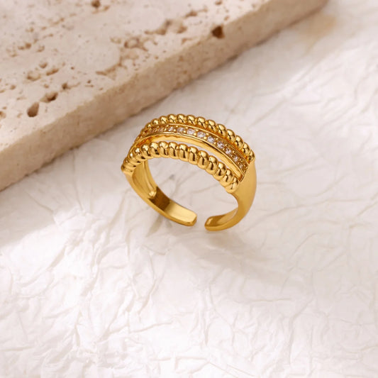Luckacco Luxury Gold Plated Stainless Steel Geometry Rings For Women Men Open Adjustable Charm Finger Ring Wedding Party Fashion Jewelry