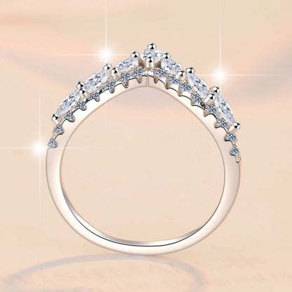 Luckacco FIRERING 100% Full Olive Moissanite Crown Ring GRA Certificate Passed Diamond Test Women Jewelry Gift S925 Silver