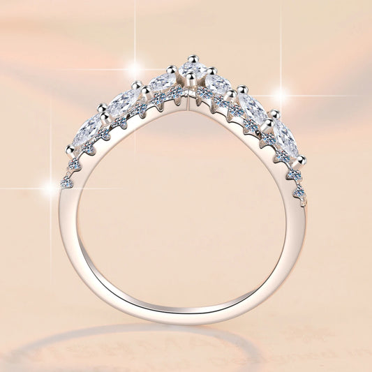 Luckacco FIRERING 100% Full Olive Moissanite Crown Ring GRA Certificate Passed Diamond Test Women Jewelry Gift S925 Silver