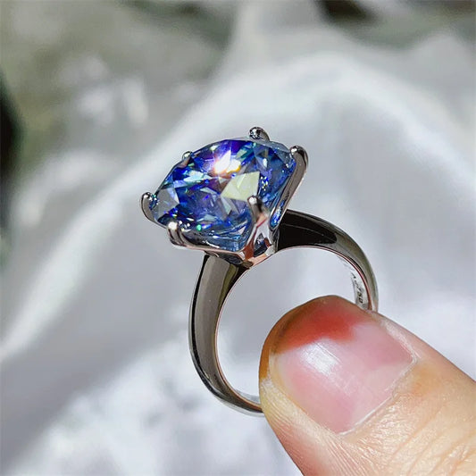 Luckacco Solitaire 5Ct D Color Moissanite Diamond Ring Real 925 Sterling Silver Party Wedding Band Rings for Women Men Engagement Jewelry