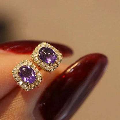 Luckacco daily picks Fashion Red Cubic Zirconia Stud Earrings Luxury Gold Color Wedding Ear Accessories for Women Versatile Jewelry