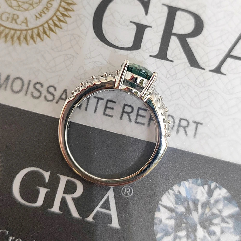 luckacco luxury 2ct 7x9mm oval moissanite women ring gra certificate passed diamond test high jewelry gift s925 silver