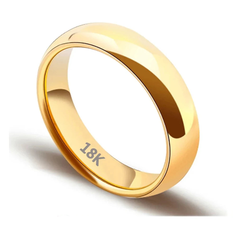 luckacco 4mm 18k gold-plated stainless steel ring silver color anillos mujer couple wedding ring bague femme acier inoxydable bague