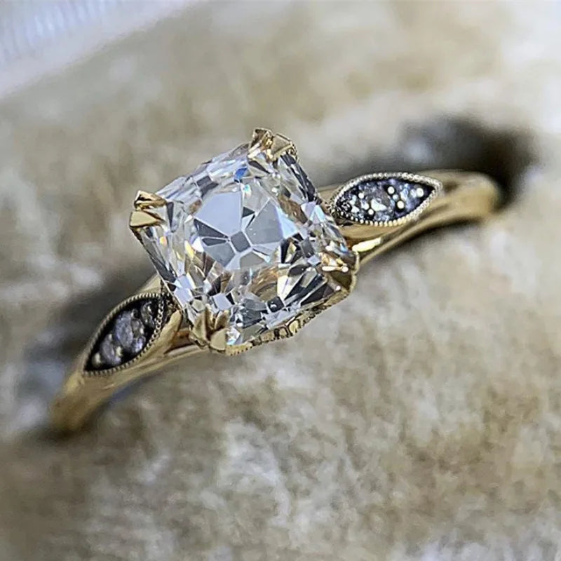 luckacco new retro women square royal princess stylish wedding ladies finger ring  pretty gift valentine's surprise for wife