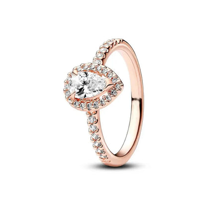 Luckacco 100% fashionable 925 sterling silver original heart-shaped water drop butterfly zircon charming ring for women's wedding jewelry