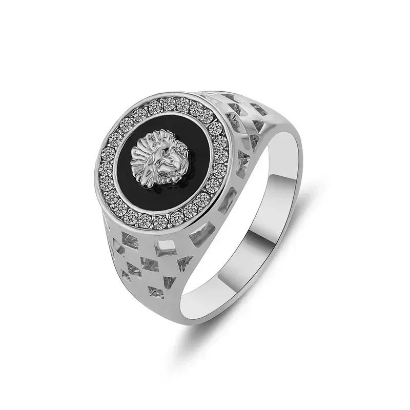 luckacco medusa ring for men inlaid with zircon fashion domineering rings female punk style jewelry gifts