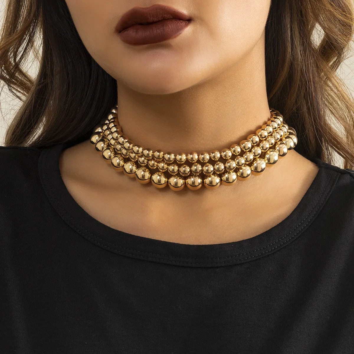 luckacco multi-layer white imitation pearl necklace bead  chain punk ladies wedding short clavicle necklac girl charm banquet jewelry