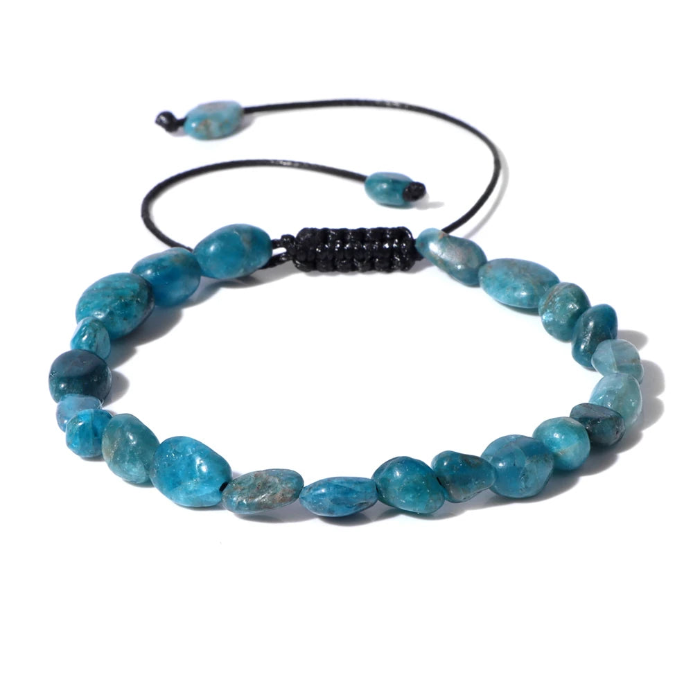 luckacco natural crystal gravel stone bracelets for women healing irregular amethysts lapis lazuli rose quartzs chain bracelet jewelry