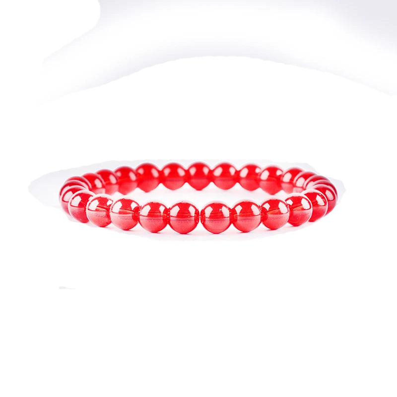 luckacco natural rock crystal bead bracelet women fashion reiki white clear quartz round stone strand bangles summer jewelry gift for kid