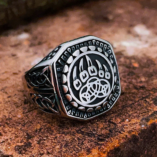 Luckacco Unique Viking Bear Claw Ring For Men Vintage Stainless Steel Odin Viking Celtic Ring Punk Motorcyclist Biker Jewelry