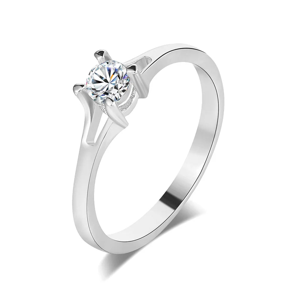 luckacco classic wedding rings for women forever simple six claws zirconia fashion solitaire engagement marriage gift ring jewelry kcr033