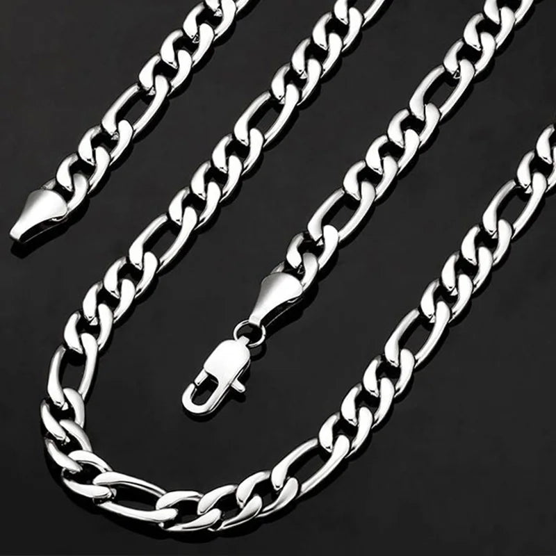 luckacco 2024 new 925 sterling silver 16-30 inches figaro chain necklace men women fashion hip hop punk jewelry charm wedding accessories