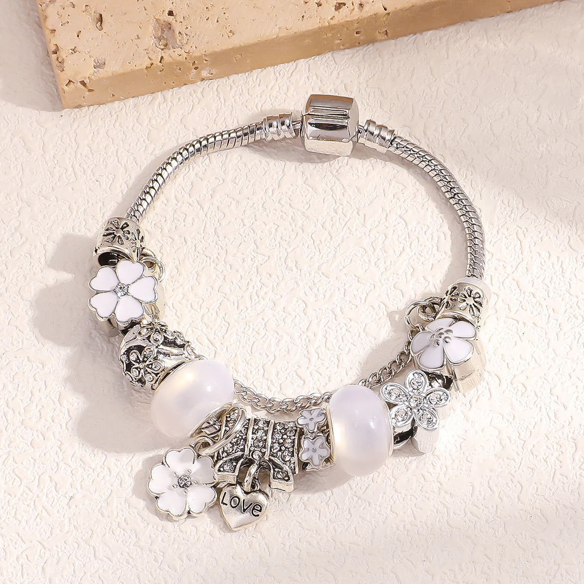 luckacco 1 best-selling bracelet trendy diy boutique glass inlaid diamond bracelet with pan family style personalized jewelry bracelet