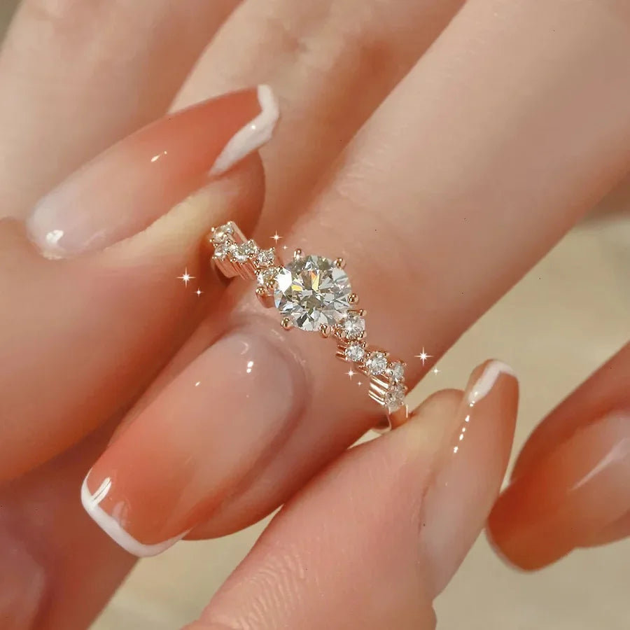 luckacco creative luxury zircon rings for women opening adjustable weave rhinestone ring korean engagement wedding jewelry fashion