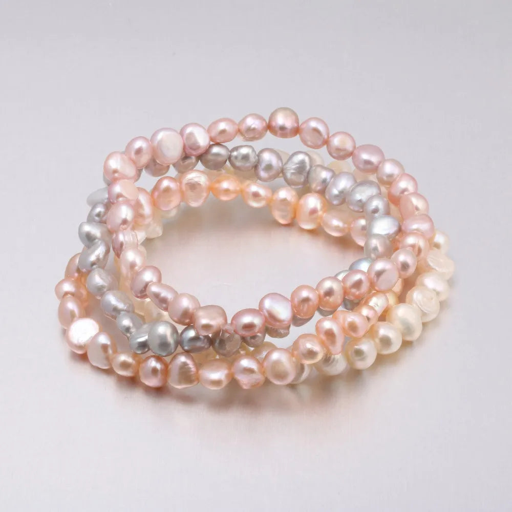 luckacco high quality 6-7 mm freshwater irregular pearl bracelets natural pearl bracelet for women pearl bracelet
