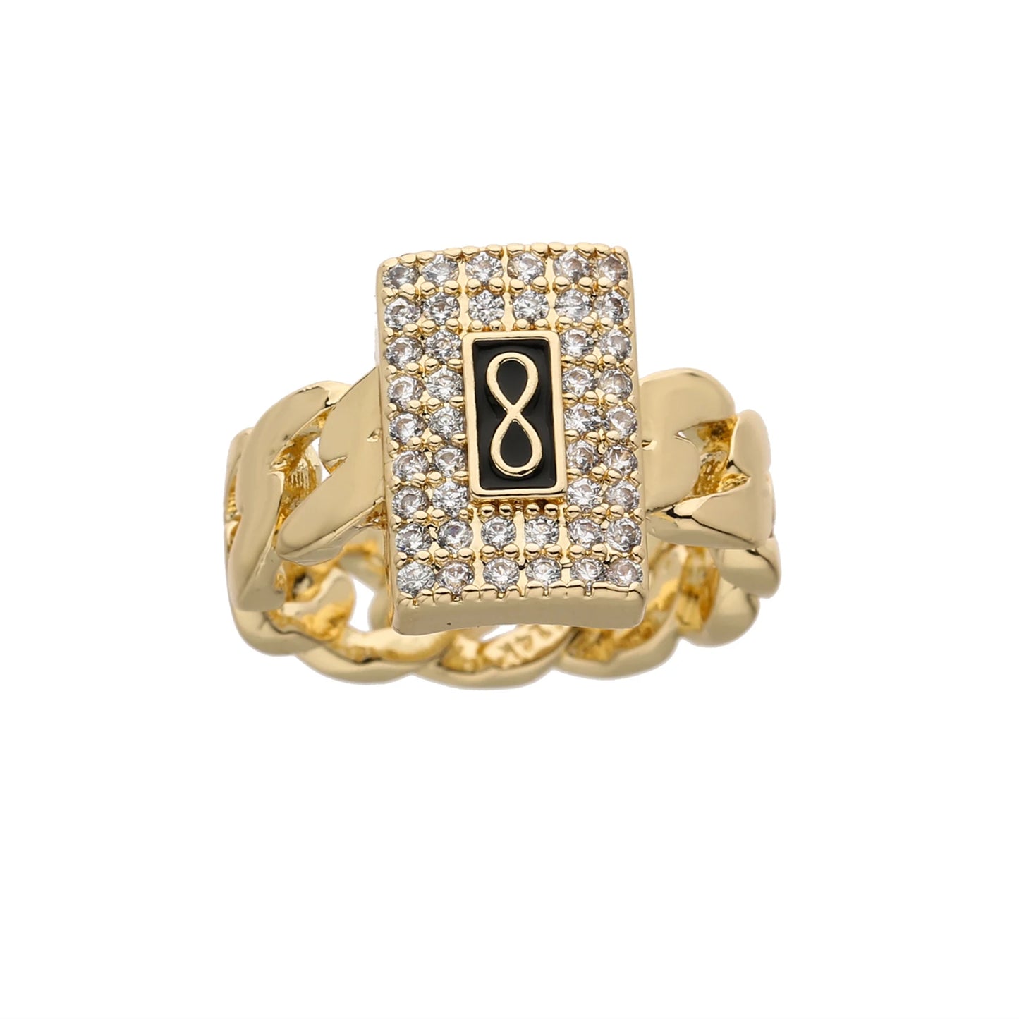 luckacco new monaco men's and women's rings, elegant zircon rings, brass material, party gifts, monaco charm rings
