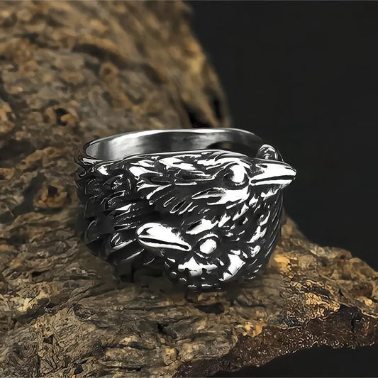 Luckacco Vintage Nordic Viking Ring Stainless Steel Men Ethnic Belief Odin Compass Valknut Tree of Life Ring Amulet Jewelry