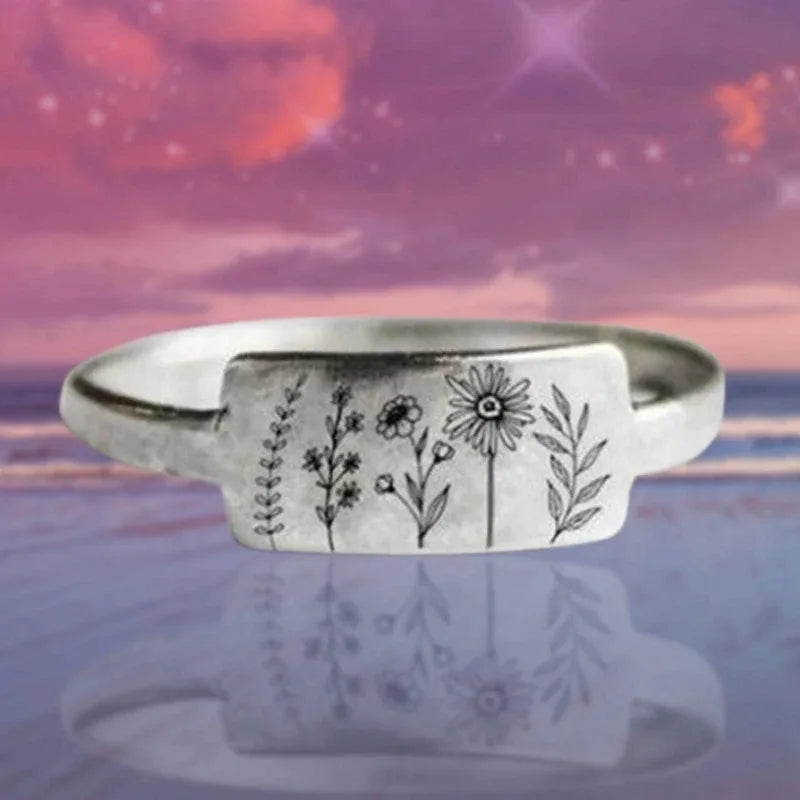 luckacco new fashionable wildflowers rings for men women dandelion flower floral daisy new stylish ring unisex stainless steel jewelry