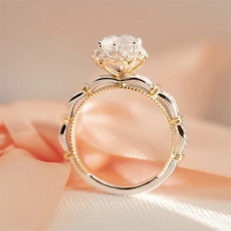 luckacco charm women silver color oval rings fashion white stones wedding engagement bridal ring jewelry