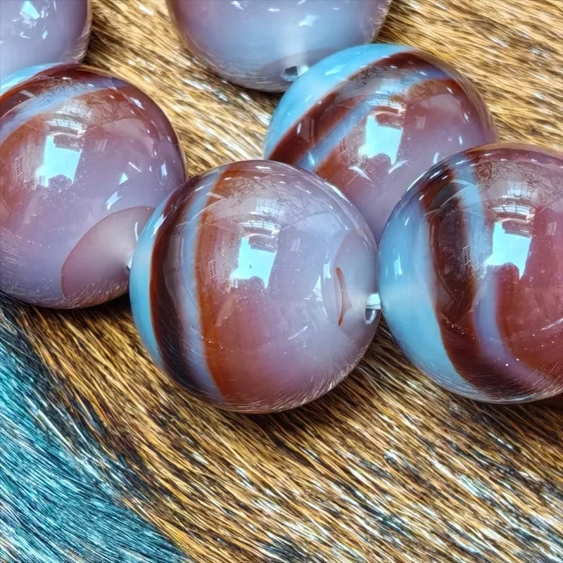 luckacco 17mm round with high-quality cinnabar material bead natural thread shaped pharmacist agate dzi beads bracelet