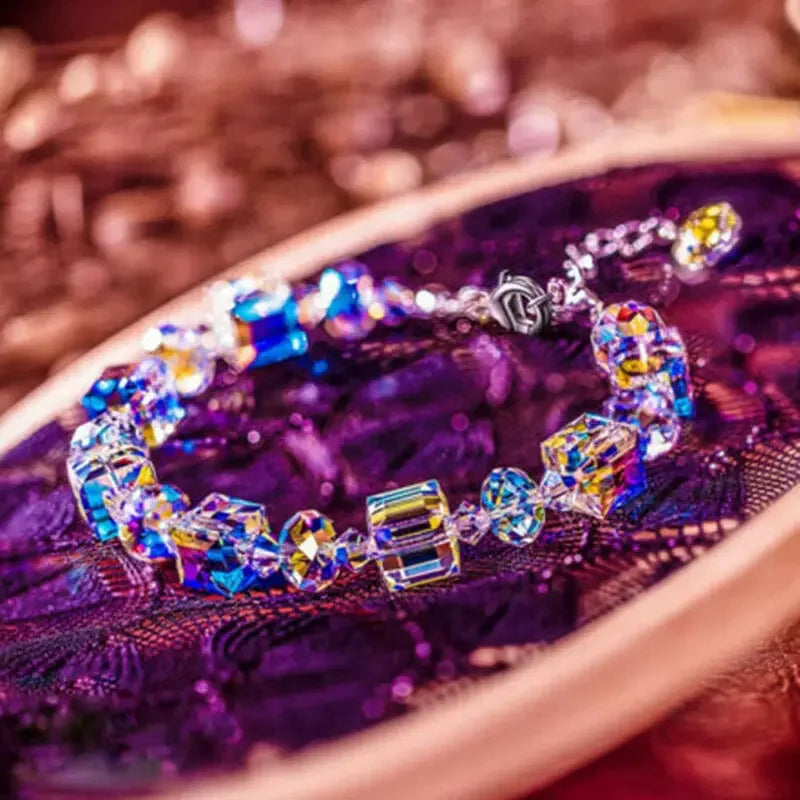 luckacco 2025 crystal rhinestone adjustable bracelet bangle wedding wristband bridal gift jewelry crystal bracelet gift for girlfriend
