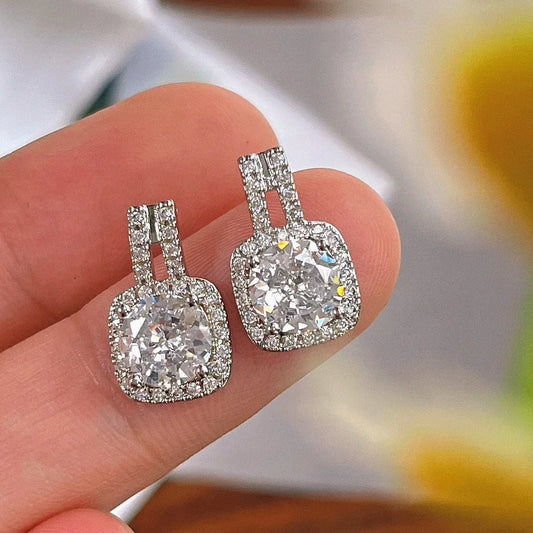 Luckacco 2024 New Luxury Princess Silver Color Korean Earrings for Women Anniversary Gift Jewelry  E6872