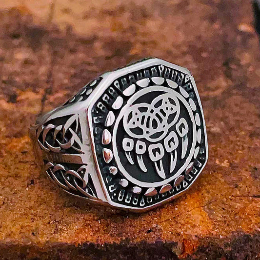 Luckacco Unique Viking Bear Claw Ring For Men Vintage Stainless Steel Odin Viking Celtic Ring Punk Motorcyclist Biker Jewelry