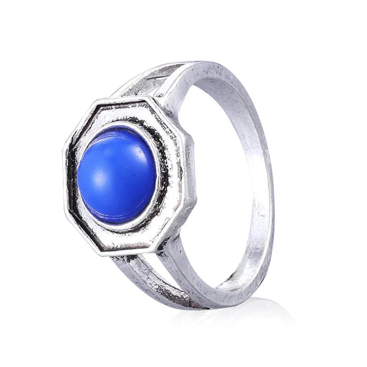 Luckacco 1 Pc The Vampire Diaries Rings Elena Gilbert Daylight Rings Vintage Crystal Ring With Blue Lapis FashionJewelry Movies Cosplay