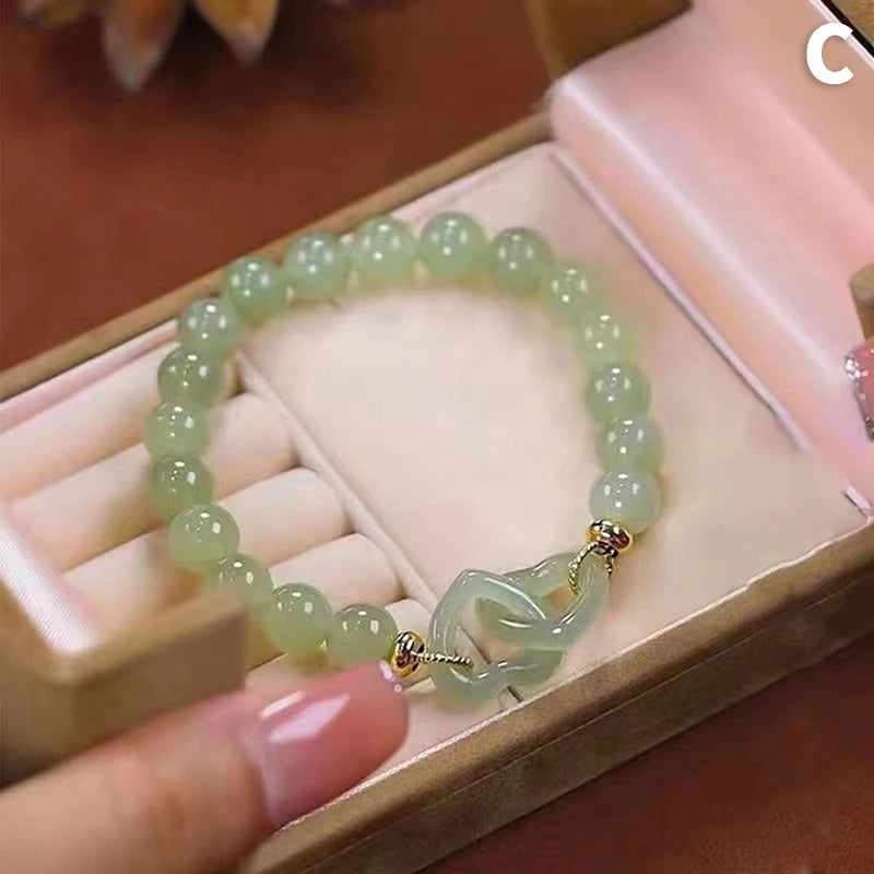 luckacco summer valentine's day gift love heart jade beads charm bracelet for women girl fashion natural bracelet to love jewelry gifts