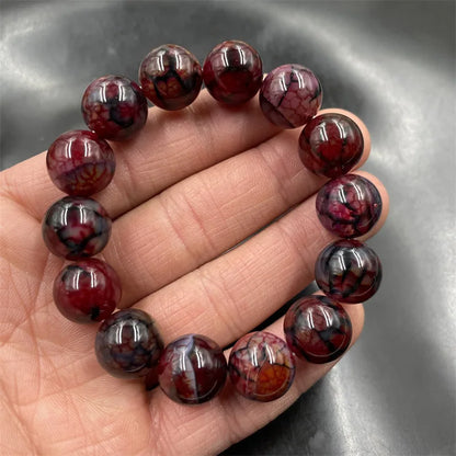 Luckacco 14mm deep red dragon patterned agate round bead jade bracelet bangle bangles for women fashionable temperament Travel Versatile