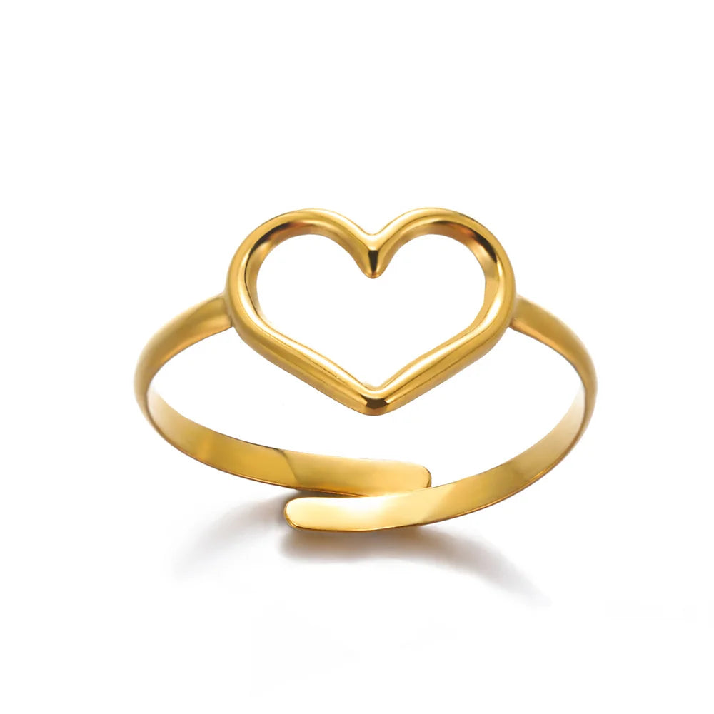luckacco gold color stainless steel coin ring broad surface elliptical geometry rings fashion elegant jewelry accessories for women gift