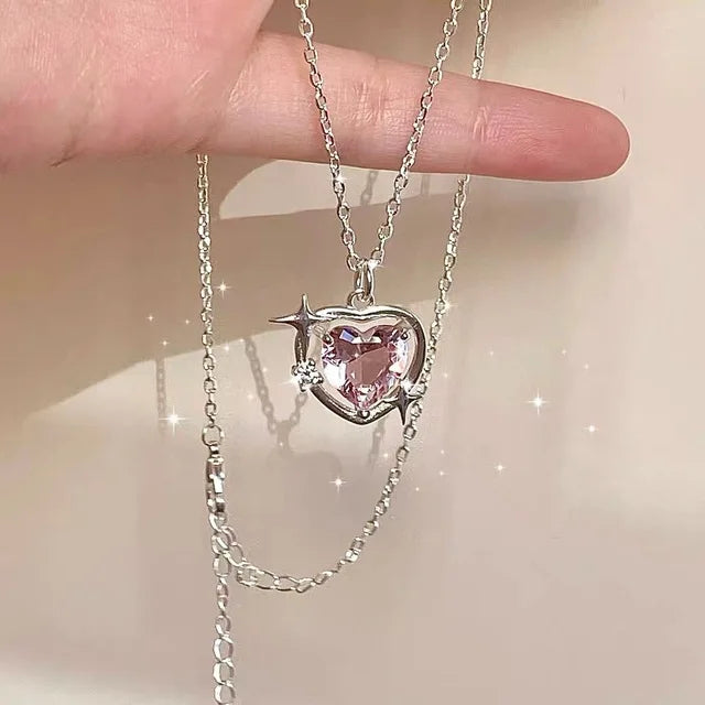 luckacco korean fashion pearl chain choker necklace for women girls 2022 trend jewelry heart pendant necklace bridal engagement