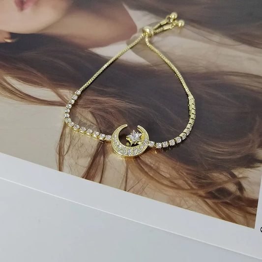 Luckacco NEW Muslim Moon Star Bracelets Ramadan Kareem Mubarak Crescent Adjustable Chains Allah Bracelets For Eid Islam Gift Jewelry