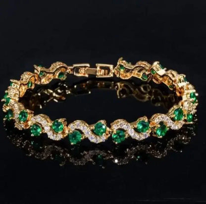 Luckacco Exquisite Shiny Tennis Ball Shape Crystal Zircon Bracelet for Women Fashion Evening Party Jewelry Girls Gift