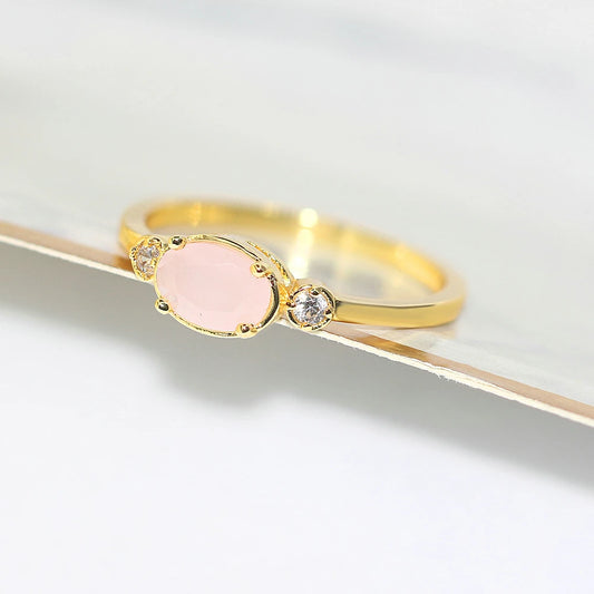 Luckacco Wedding Dating Ring For Women Simple Solitaire Ring With Oval Candy Stone Zircon Gold Color Engagement Gift Fashion Jewelry R865