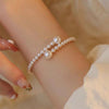 Luckacco French Vintage Pearl Bracelet Simple Acrylic Ball Adjustable Cuff Bracelet For Women Fashion Jewelry