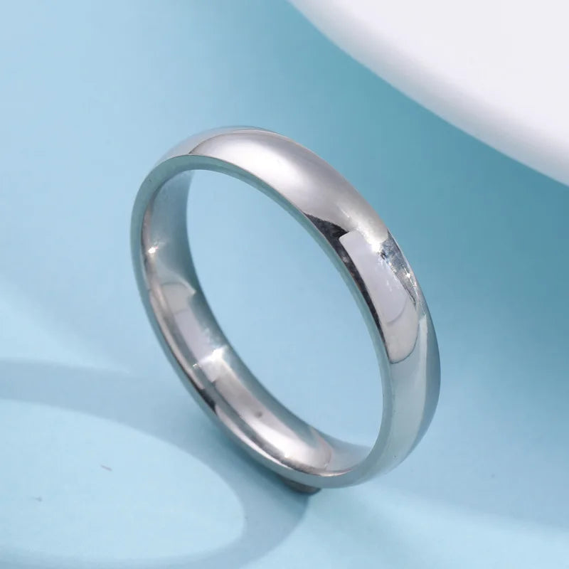 luckacco classic 4mm curved stainless steel couple ring charm men women titanium steel rings best party gift jewelry