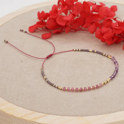 Luckacco Irregular Crystal Bracelet Colorful Beaded Waterproof Jewelry Handmade Gift for Women Teen Girl Adjustable Rope Chain Bracelets