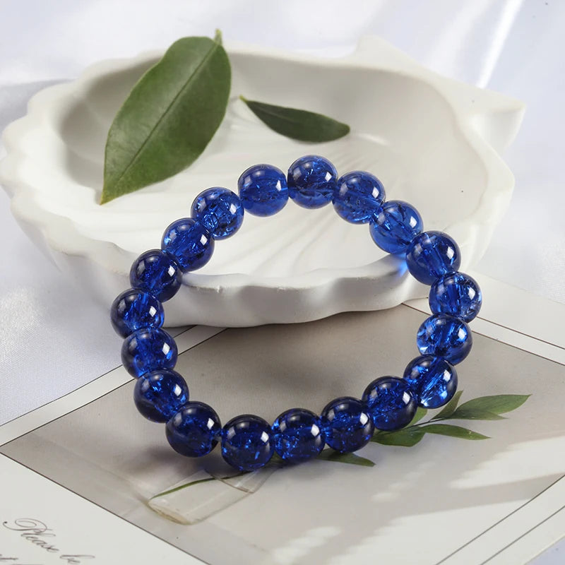 luckacco shinning crystal beads elastic bracelet korean style colorful crystal glass beaded bracelet bangles for women