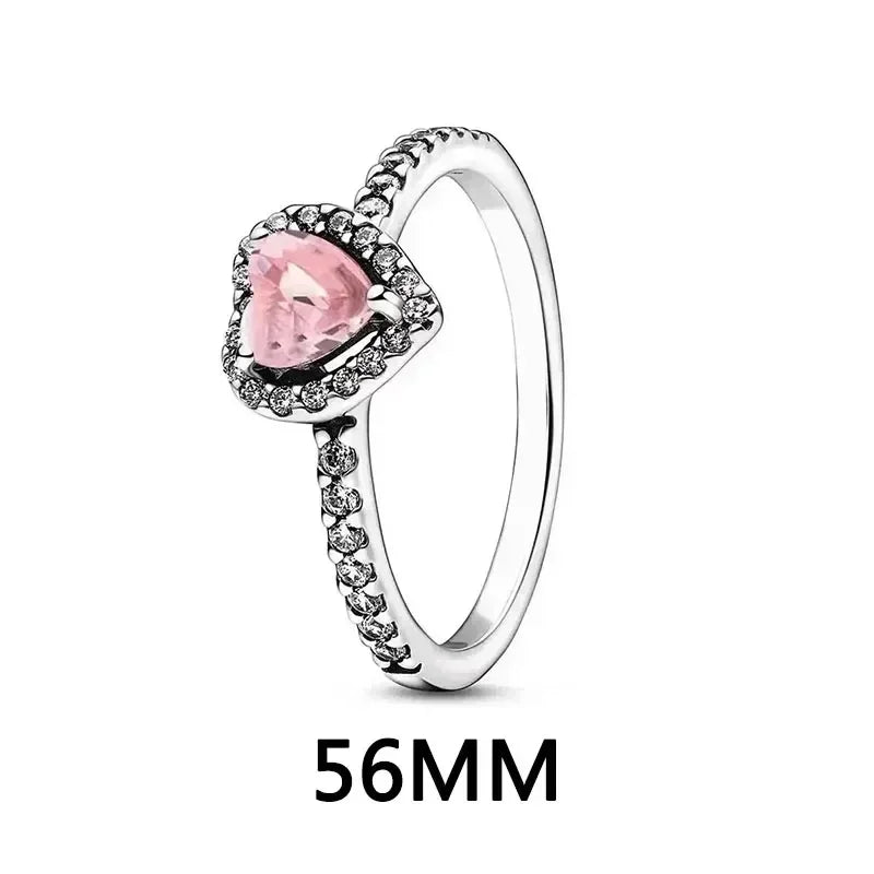 luckacco new 925 sterling silver heart-shaped pink ring necklace earring set luxurious sparkling charm jewelry fashion wedding gift