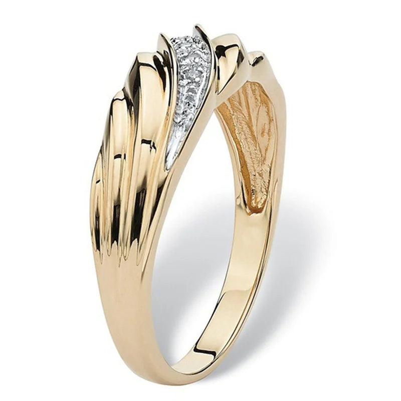luckacco fashion creative twisted men women ring exquisite gold color metal inlaid with white zircon engagement ring jewelry
