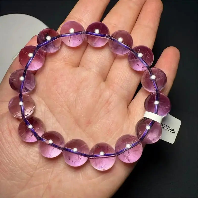luckacco 13mm natural brazilian amethyst bracelet fortune energy bangle mineral string woman amulet jewelry healing gift 1pcs