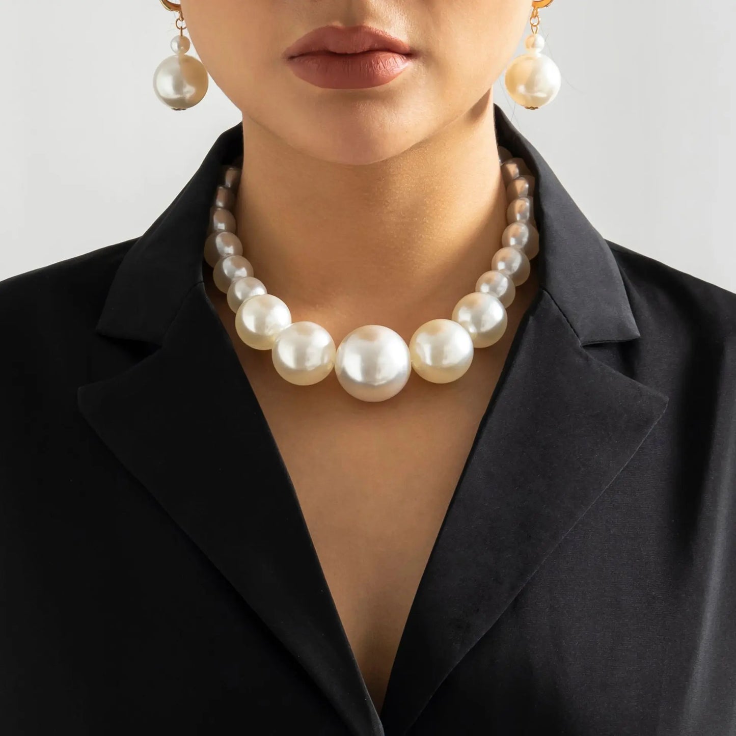 luckacco multi-layer white imitation pearl necklace bead  chain punk ladies wedding short clavicle necklac girl charm banquet jewelry