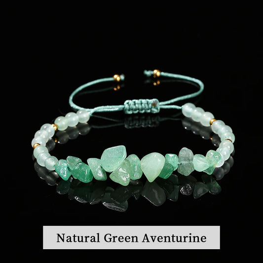 Luckacco Change Better Natural Stone Amethyst Gravel Chip Bead Adjustable Braided Bracelet Women Men Small Round Bead Strand Healing Gift