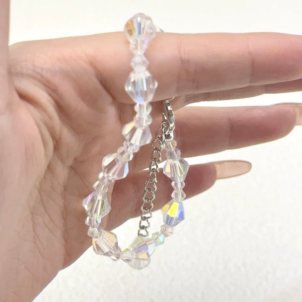 luckacco shiny crystal cube bracelet for women square glass bracelet sparkles exquisite luxury silver color fashion jewelry gift kah154